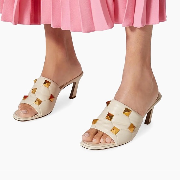 Valentino Garavani roman stud 65mm slide sandals in quilted